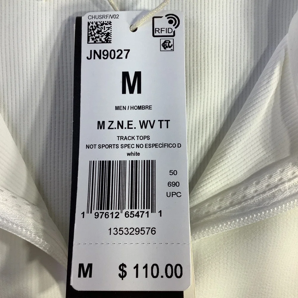 Adidas Z.N.E. Woven Track Top Mens White Black Full Zip Jacket‎ Size M NWT